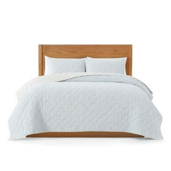 JANEEN HOME COTTON FANFARE JACQUARD BEDSPREAD QUEEN QUILT BEDDING 3PC SET