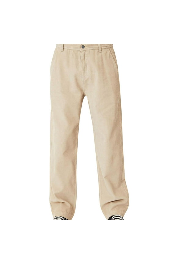 Mens Dyed Garment Casual Corduroy Pants, Beige, 38W x 30L