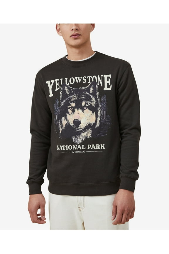 Mens Graphic Crewneck Sweatshirt Black Yellowstone Medium