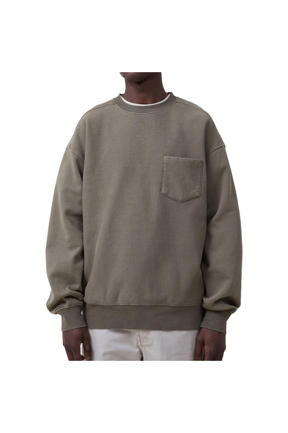 Mens Oversized Fleece Sweatshirt, Green, XX-Large