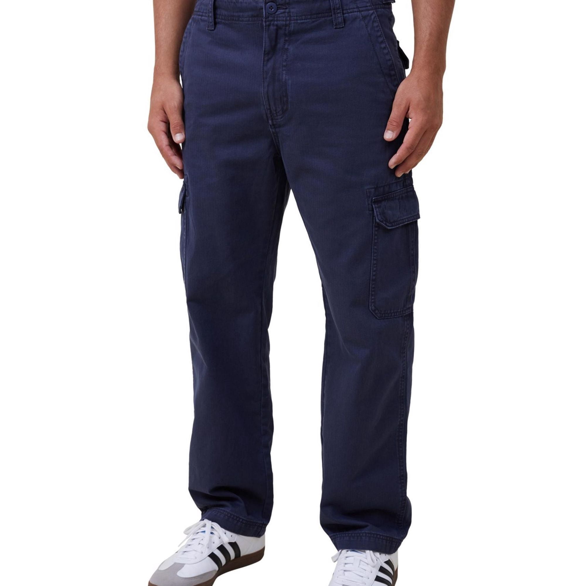 Cotton On Mens Tactical Casual Cargo Pants, Blue, 38W x 30L