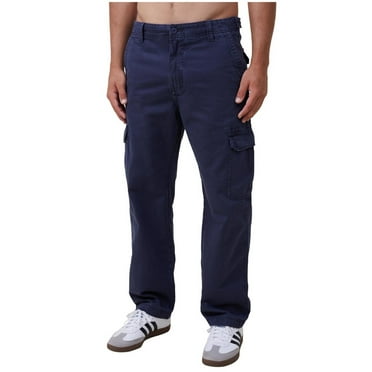Cotton On Mens Tactical Casual Cargo Pants, Blue, 38W x 30L
