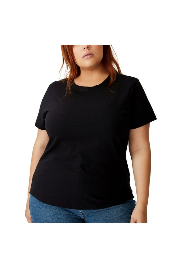 Trendy Plus Size Crew Neck T-Shirt 12W Black B4HP