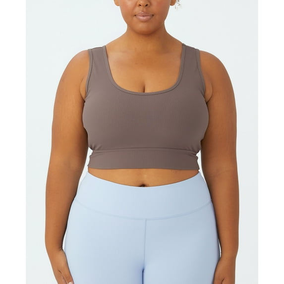 COTTON ON Women's Active Rib Crop Tank Top Brown Size 22W