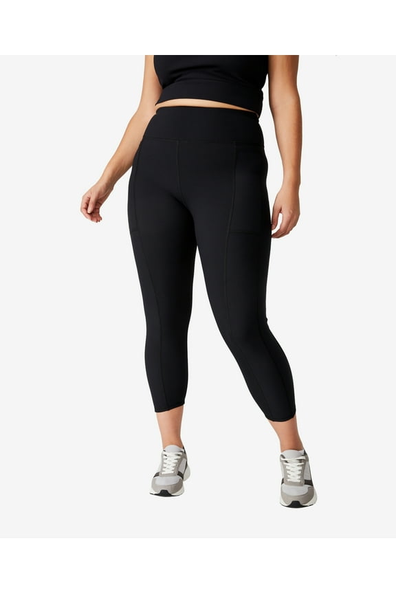 Women's Active Rib Pocket Leggings Black Size 14W