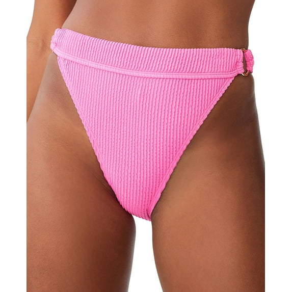 COTTON ON Women's Pink Banded Ribbed High-Waist Bikini Bottoms