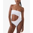 thumbnail image 1 of COTTON ON Women's Strapless Cutout Brazilian One-Piece Swimsuit White Ribbed, 1 of 1
