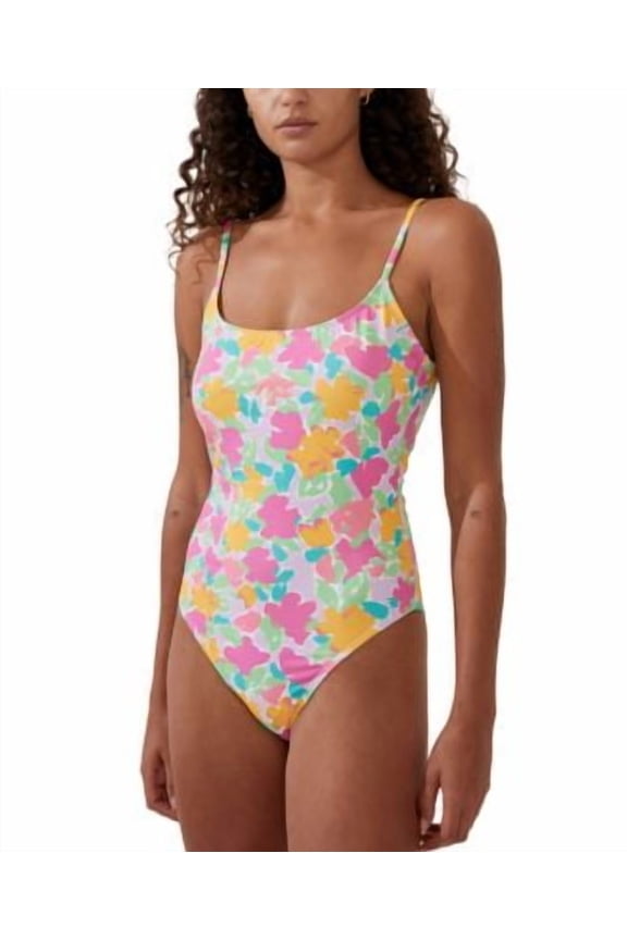 Women's Floral-Print Cheeky One-Piece Swimsuit Celeste Floral White L