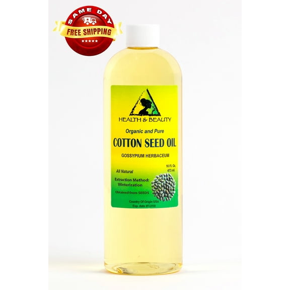 COTTON SEED OIL ORGANIC CARRIER COLD PRESSED WINTERIZED NATURAL PURE 16 OZ