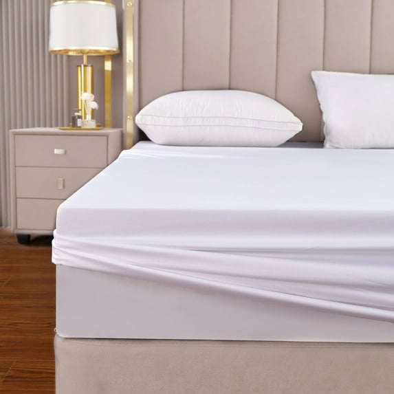 THE COTTON & SILK 100% Luxury 5-Star Hotel Quality Long-Staple Cotton Bed Sheets - Fitted Sheet / Bottom Sheet Only with Elasticized Deep Pocket, Genunine 300TC, Twin XL, White