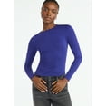 thumbnail image 1 of Scoop Women’s Stretch Cotton Blend Crewneck Tee with Long Sleeves, Sizes XS-XXL, 1 of 5