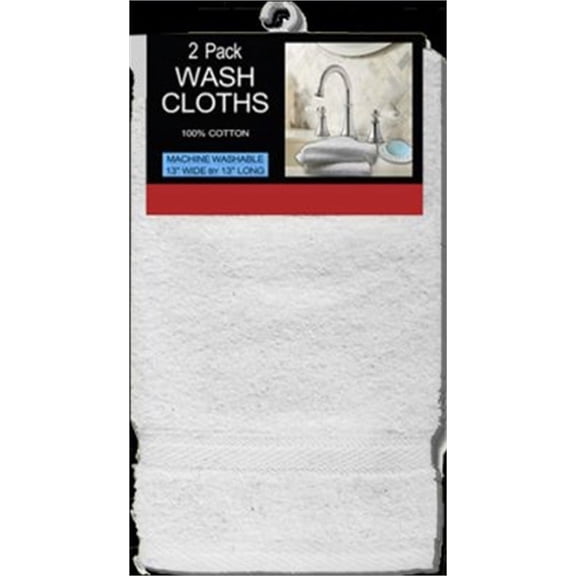 COTTON WASH CLOTHS 2PK WHITE