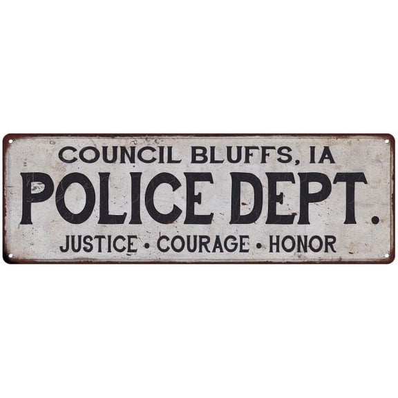 COUNCIL BLUFFS, IA POLICE DEPT. Home Decor Metal Sign Gift 6x18 206180012570