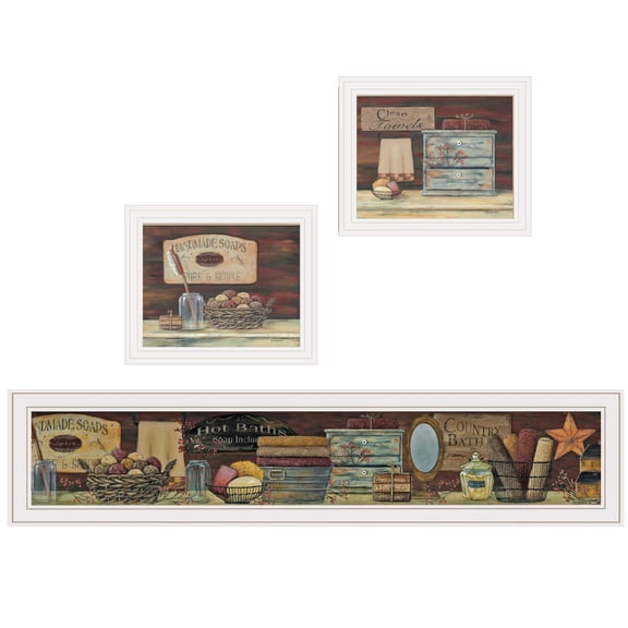 TrendyDecor4U Country Bath 1 3-Piece Vignette Wall Art V105-226G