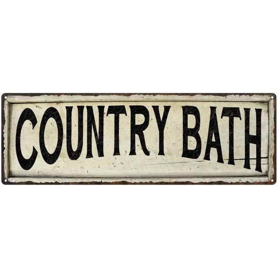 COUNTRY BATH Farmhouse Style Wood Look Sign Gift 6x18 Metal Decor 206180028125