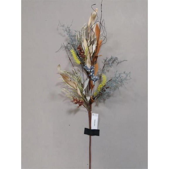 COUNTRY GRASS, BERRY & WHEAT SPRAY, 32" ; BLUE/WHEAT