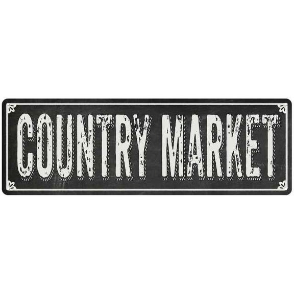 COUNTRY MARKET Shabby Chic Black Chalkboard Metal Sign 6x18 Decor 206180050055