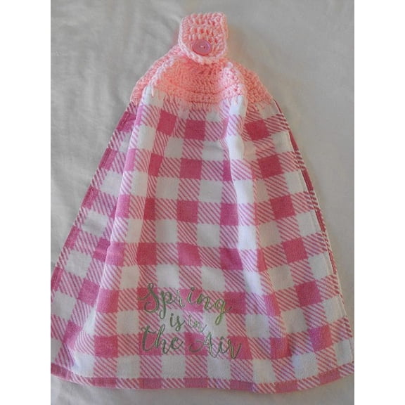 COUNTRY PINK PLAID SPRING HANGING KITCHEN TOWEL