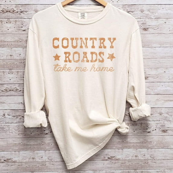 COUNTRY ROADS TAKE ME HOME Graphic Garment dyed T-Shirt