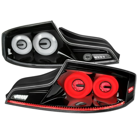 COUPE LED TAIL LIGHTS GLOSSY BLACK HOUSING CLEAR LENS WHITE LED BAR SEQUENTIAL TURN SIGNAL WITH BREATHING LIGHT EFFECT Made for and Compatible with 03-07 INFINITI G35