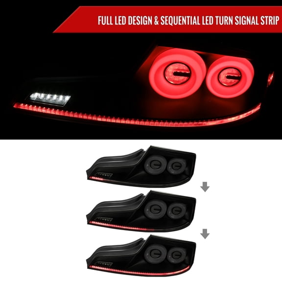 COUPE LED TAIL LIGHTS MATTE BLACK HOUSING SMOKED LENS WHITE LED BAR SEQUENTIAL TURN SIGNAL WITH BREATHING LIGHT EFFECT Made for and Compatible with 03-07 INFINITI G35
