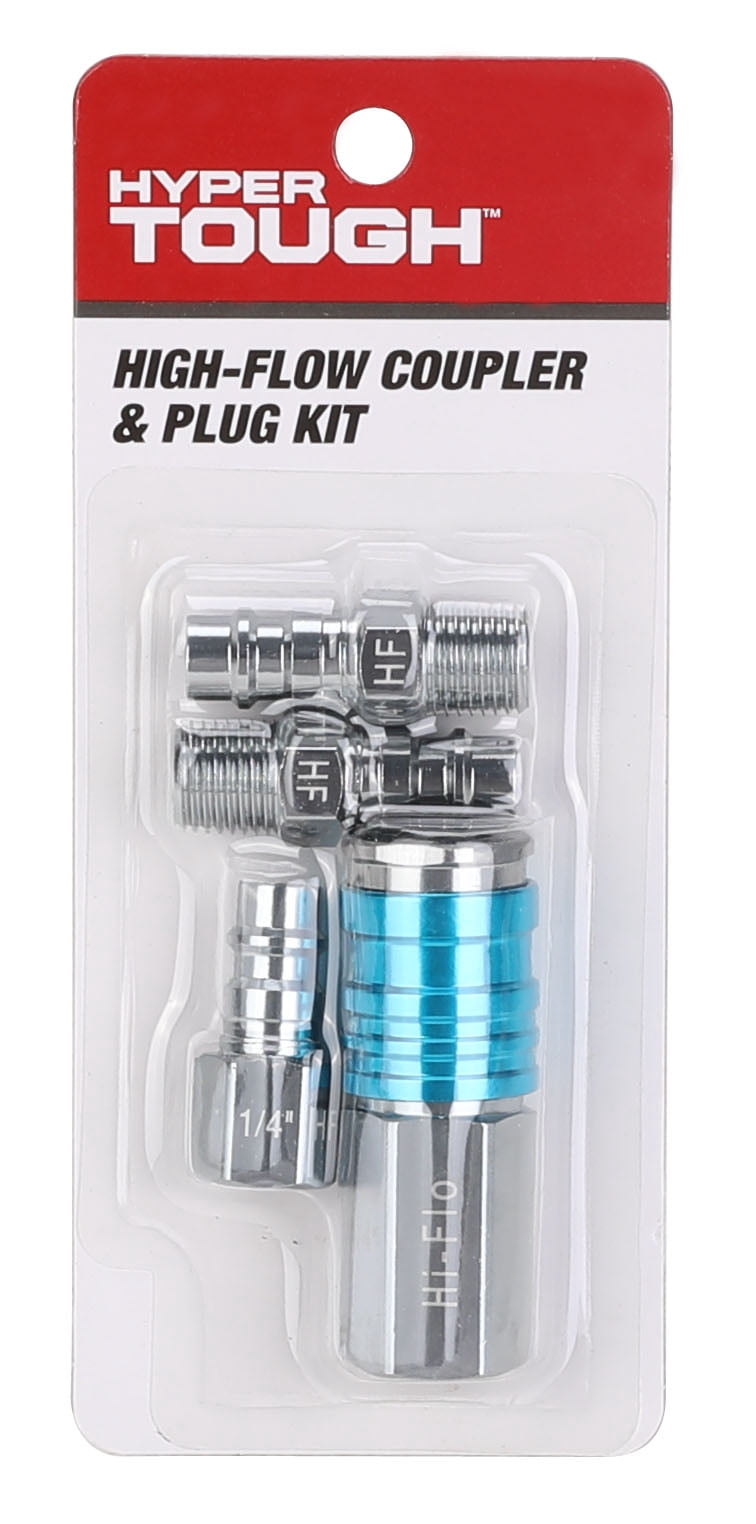 Hyper Tough 70 CFM HI Flo Aluminum Coupler & Plug Set 4 Pieces Model Number 13-903HT, Weight: 0.16lbs