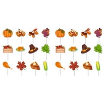 COURAGEDG 12 Thanksgiving Cupcake Toppers Pumpkin Maple Toppers Fall Themed Turkey Cake Picks Autumn Cake Toppers Thanksgiving Cupcake Wooden One Sign for First Birthday for Cake Toppers for Cakes