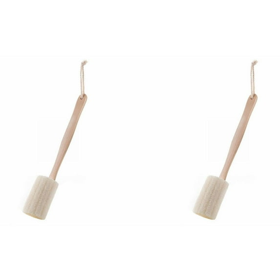 COURAGEDG Natural Exfoliating Loofah Luffa Loofa Bath Brush On A Stick Loofah Sponge With Long Wooden Handle Back Brush For Men & Women Dead Skin 2PCS Baby Beach Towel Reusable Paper Towels