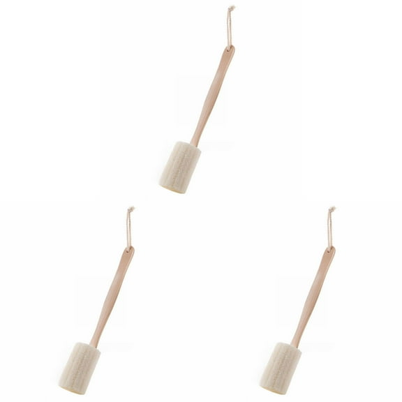COURAGEDG Natural Exfoliating Loofah Luffa Loofa Bath Brush On A Stick Loofah Sponge With Long Wooden Handle Back Brush For Men & Women Dead Skin 3PCS Bathroom Can Bathroom for Vanity
