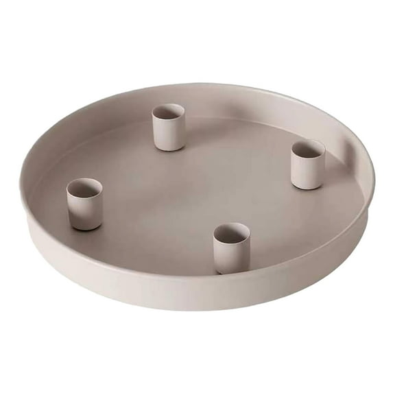 COURAGEDG Round Metal Taper Candle Holder Tray Candlestick Holder With 4 Candle Holes Christmas Decorative Tray Advent Candles Holder Table Centerpieces For Large Cake Pan 14 in 9 X 13 Baking Pan