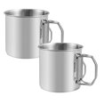 thumbnail image 1 of COURAGEDG Stainless Steel Camping Cup With Foldable Handle Durable Stainless Steel Cup Outdoor Cup For Backpacking 700ml 2PCS Wooden Mugs Set And Mugs Set, 1 of 8