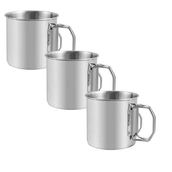 COURAGEDG Stainless Steel Camping Cup With Foldable Handle Durable Stainless Steel Cup Outdoor Cup For Backpacking 700ml 3PCS Us Coffee Mug Large Large Water Cup Set