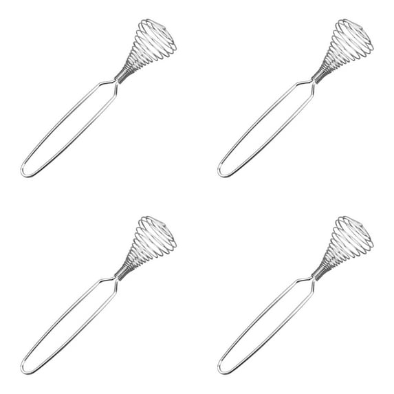 COURAGEDG Stainless Steel Manual Egg Beater Baking Stick Kitchen Tool Spring Head Egg Beater 4PCS Hand Whisker Cooking Stainless