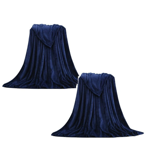 COURAGEDG Wind Foreign Trade Blanket Flannel Coral Velvet Plain Blanket Solid Color Blanket Children Pet Blanket 50×70cm Dark Blue 2PCS Lap Blankets And Throws Throw Blankets for Adults for Couch