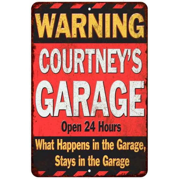 COURTNEY'S Garage Warning Man Cave Wall Décor 8x8 x 12 Matte Finish Metal 108120030491