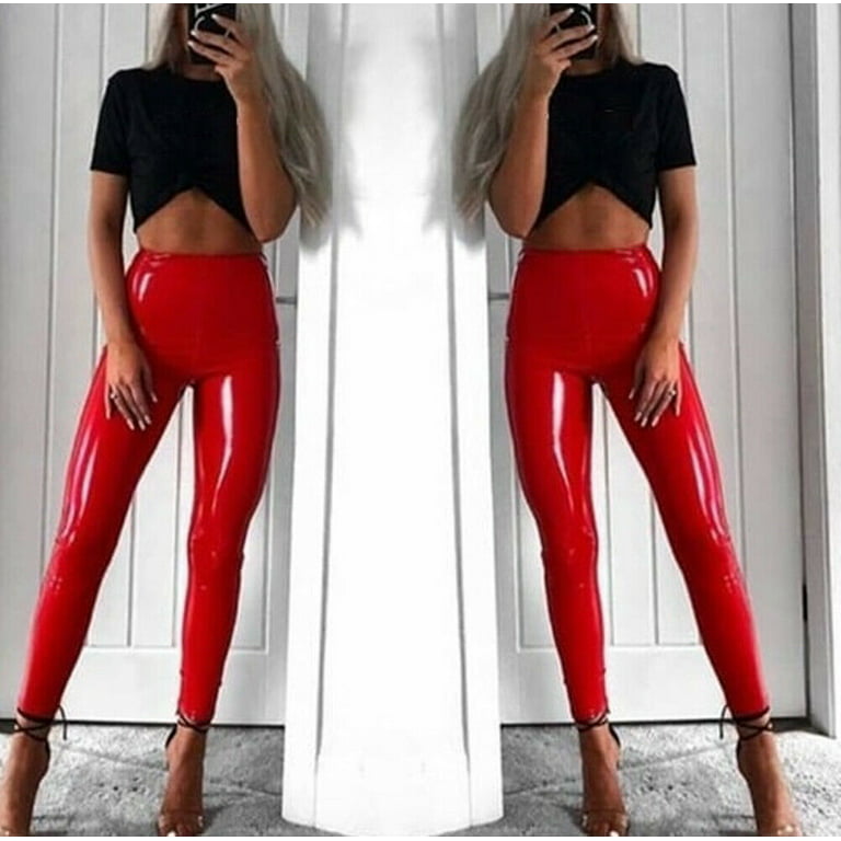 COUTEXYI Hot Sexy Women Gothic Leggings Wet Look PU Leather