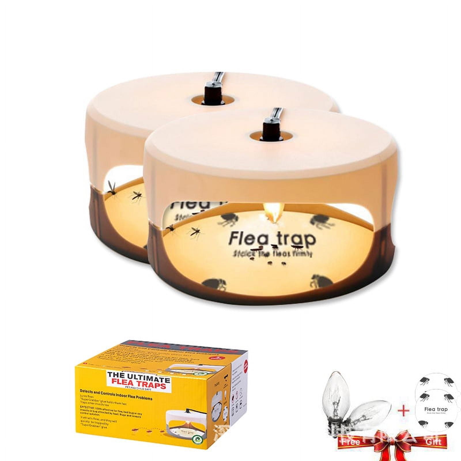 Kryc Flea Trap Indoor, Sticky Dome Flea Strap Flea Killer Trap Pad Bed Bug  Trap With 4 Glue Discs Odorless Non-toxic Natural Light Bulb Best Pet Contr