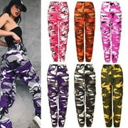 COUTEXYI Women Camouflaged Military Cargo Trousers Army Casual Pants with Multi-Pockets 1PCS