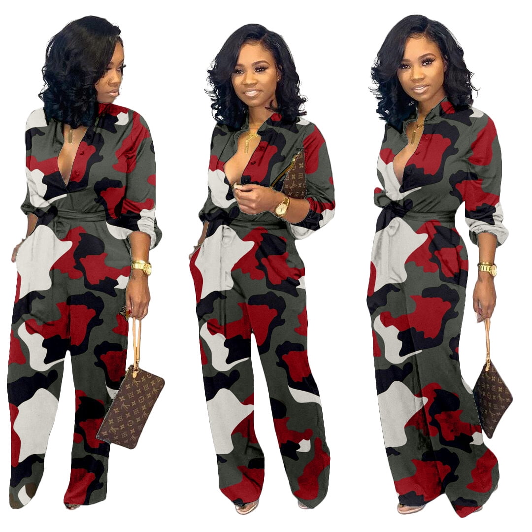 Red hot sale camo jumpsuit