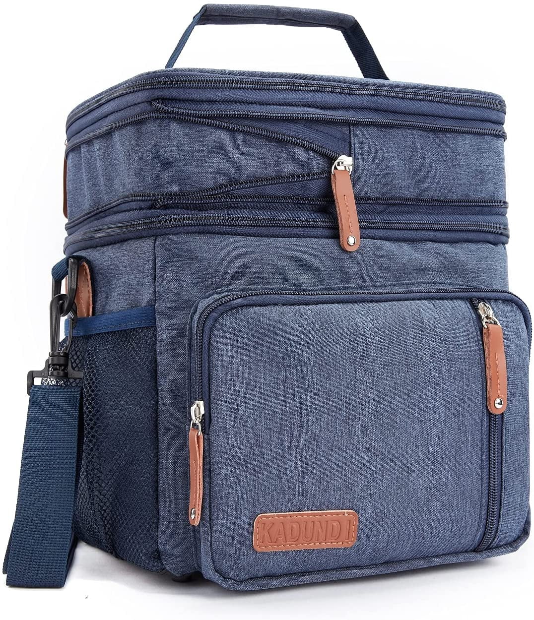 COUTUDI Expandable Insulated Lunch Bag, Waterproof Cooler Bag for Men with Shoulder Strap for Picnic Blue
