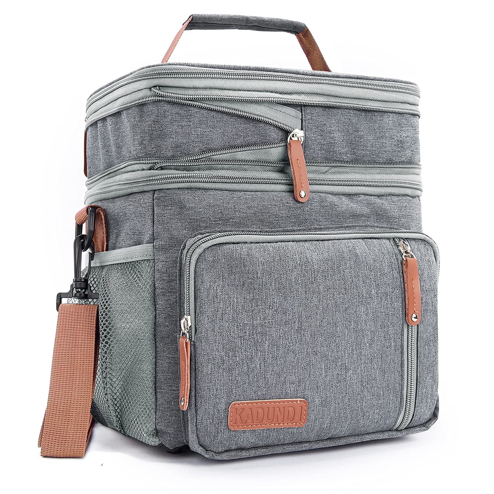 COUTUDI Expandable Insulated Lunch Bag, Waterproof Cooler Bag for Men with Shoulder Strap for Picnic Gray