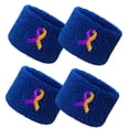 thumbnail image 1 of COUVER 2.5 Inch Embroidered Bladder Cancer Ribbon Blue Athletic Wristbands 2 Pairs (Unisex), 1 of 8