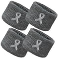 thumbnail image 1 of COUVER 2.5 Inch Embroidered Brain Cancer Awareness Ribbon Charcoal Wristbands 2 Pairs (Unisex), 1 of 8
