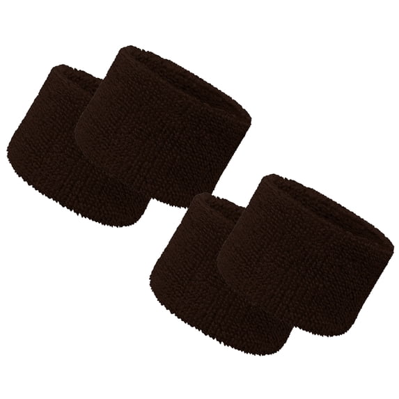 COUVER 2.5 Inch Solid Terry Cotton Athletic Sweat Wristbands Dark Brown 2 Pairs (Mens)