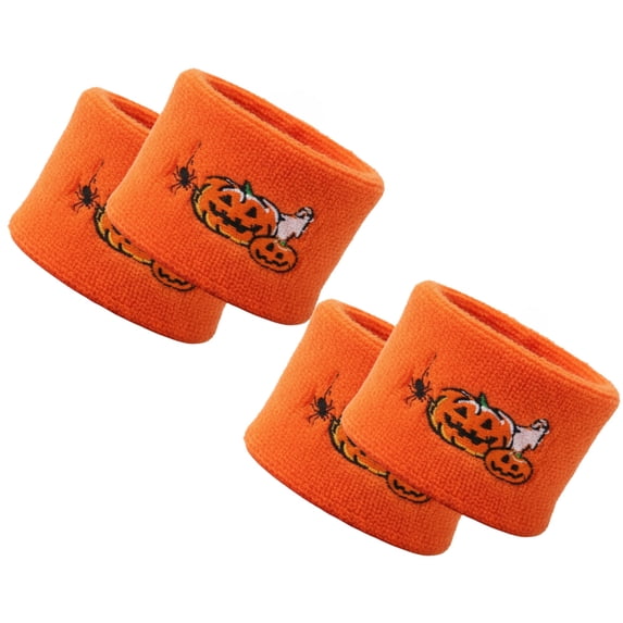 COUVER 2.5 Inch Solid Terry Cotton Athletic Sweat Wristbands Halloween Orange 2 Pairs (Mens)