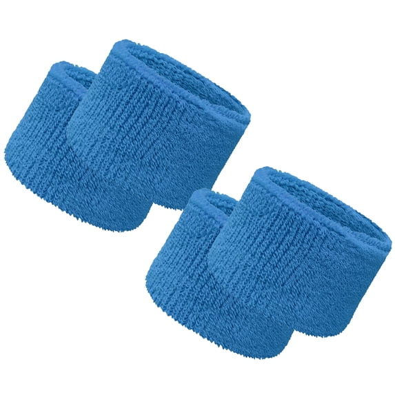 COUVER 2.5 Inch Solid Terry Cotton Athletic Sweat Wristbands Sky Blue 2 Pairs (Mens)