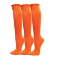 thumbnail image 1 of COUVER Womens Plain Striped Cotton Knee High Socks Light Orange Medium 3 Pairs, 1 of 6