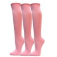 thumbnail image 1 of COUVER Womens Plain Striped Cotton Knee High Socks Light Pink Medium 3 Pairs, 1 of 6