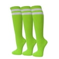thumbnail image 1 of COUVER Womens Plain Striped Cotton Knee High Socks Bright Lime Green Medium 3 Pairs, 1 of 6