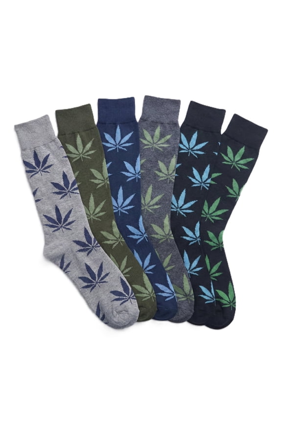 6-Pack Men's Autumn Nature Assortment Dress Crew Socks Size 10-13